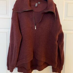 Sweaty Betty Burgundy Half-Zip Pullover Sweatshirt